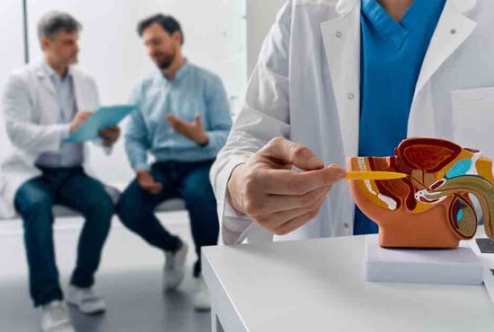 homme chez un spécialistes pour la prostate