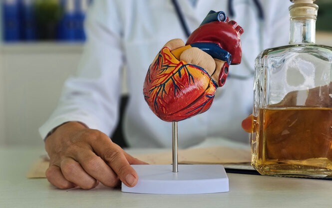 médecin qui montre un faux cœur